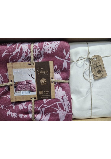 Şaheser Çiftkişilik Nevresim Takımı Bella Bordo Desenli