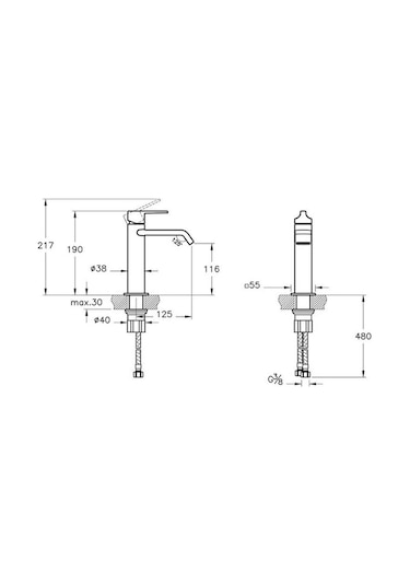 VitrA Suit A4281674 Lavabo Bataryası Soft Altın