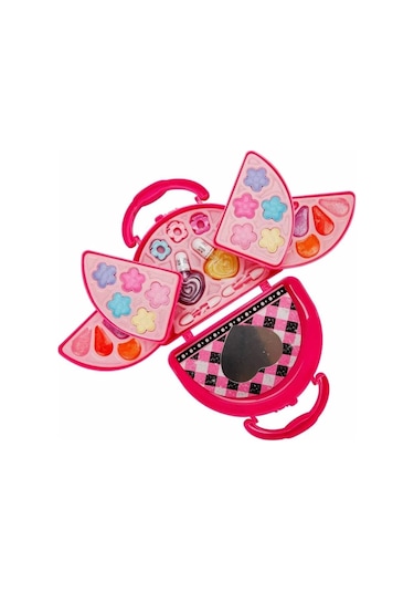 4278 Pretty Pinky 3 Katlı Pembe Çantalı Makyaj Seti -sunman