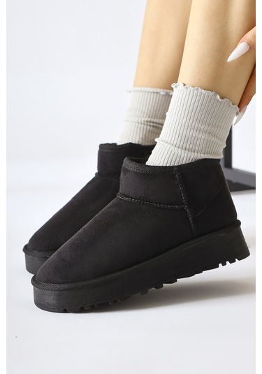 Lilly-anne Siyah Süet İçi Kürklü Kısa Bot 001