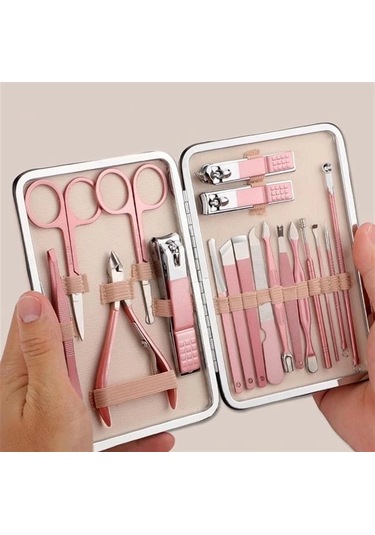 Sunup Sn-27097 Paslanmaz Çelik 18in1 Profesyonel Manikür Tırnak Bakım Seti Çok Renkli