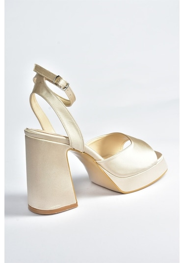 Fox Shoes Ten Saten Kumaş Kalın Platform Topuklu Kadın Ayakkabı M (546768491)