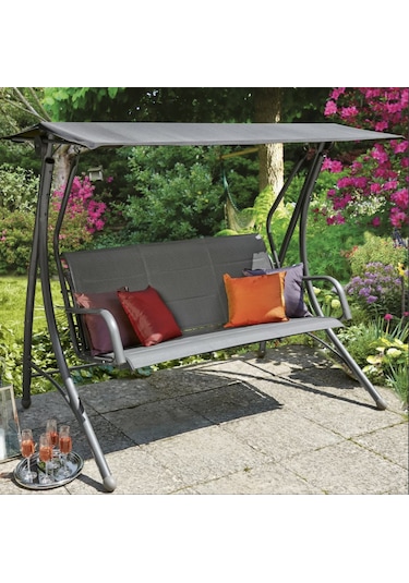 Bahçe Balkon Metal Salıncağı Gri