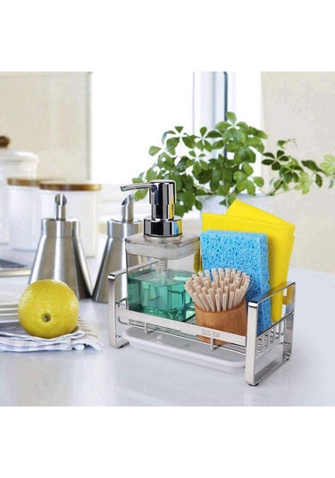 Tenfowee Ev Mutfak Çelik Servis Tulumba Bezi Tutucu Lavabo Musluk Organizer Konforlu Saklama Rakımı Gümüş