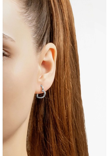 Romantik Kalp 18 Ayar Beyaz Altın Kaplama Gümüş Küpe Beyaz