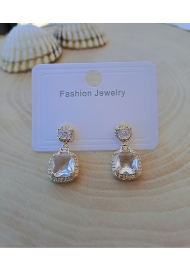 Dali Shop Baget Taşlı Küpe 2 CM Gold