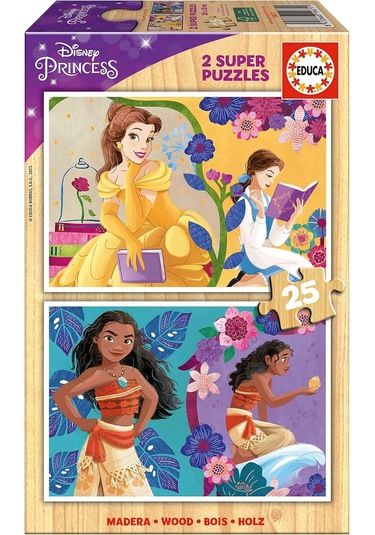 Educa 2x25 Parça Disney Prensesleri Kız Çocuk Ahşap Puzzle 3-5 Yaş 1 Adet