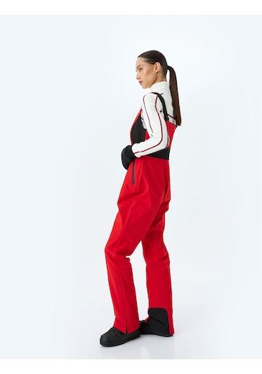 Koton İçi Polarlı Su Geçirmez Önden Fermuarlı Kayak Tulumu Kırmızı 5wak00204ew Kırmızı