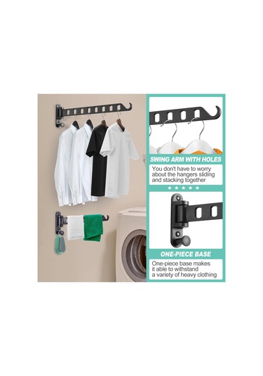 Vkemall "2'li Set Katlanır Çamaşır Askısı - Kompakt Ve Dayanıklı Alüminyum" Siyah