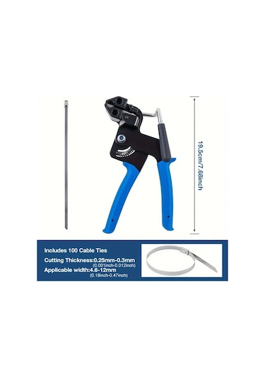 Xuweiwei 1 Adet Mavi 12mm Genişlik Metal Bağlantı Lastiği Sıkma Kesme Paslanmaz Çelik Kablolu Bağlama Pensesi