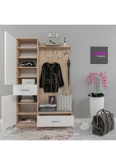 Feza Tek Bloklu Portmanto Mdf Sis Gri