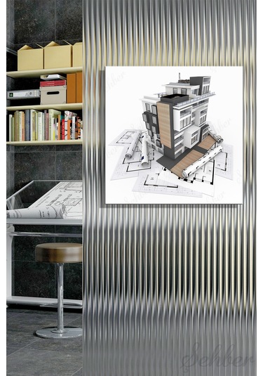 Kare Tekli Kanvas Tablo Modern Emlakçı Emlak Ofisi İnşaat Gyo