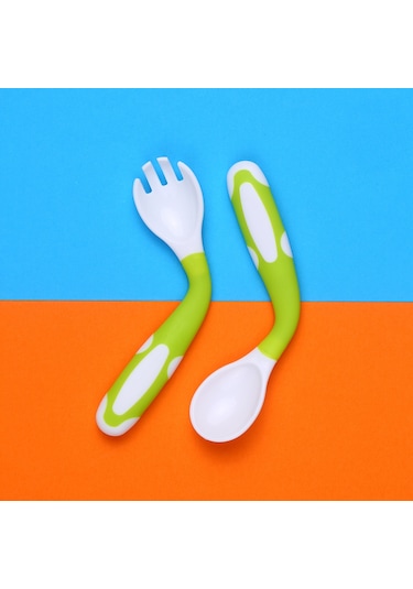 Moveevo Bebek Yeme Eğitimi Kaşığı Çatal Seti, Pp+tpe Malzeme, Saklama Kutusuyla, Yeşil Xls08 Çok Renkli
