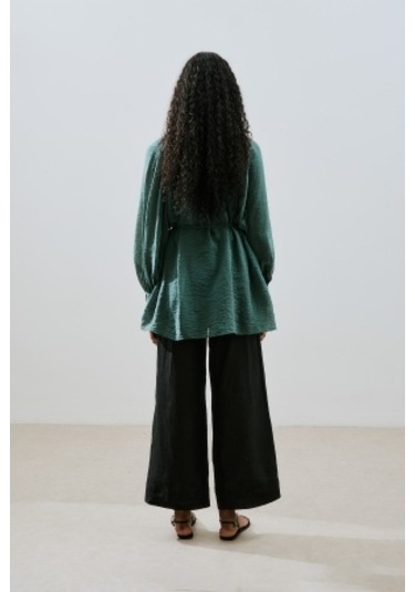 Geniş Manşetli Kuşaklı Tunik Yeşil Yeşil