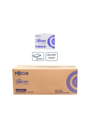 Focus Joker Masaüstü Tek Çek V Katlama Kağıt Dispenser Peçete 2 Kat 30 x 250'li