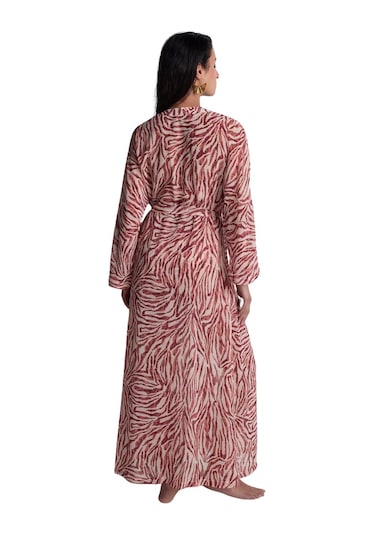 Aubade Beach Walk Kimono, Uzun Kollu, Derin Dekolteli, Hafif Plaj Üstlüğü Pembe