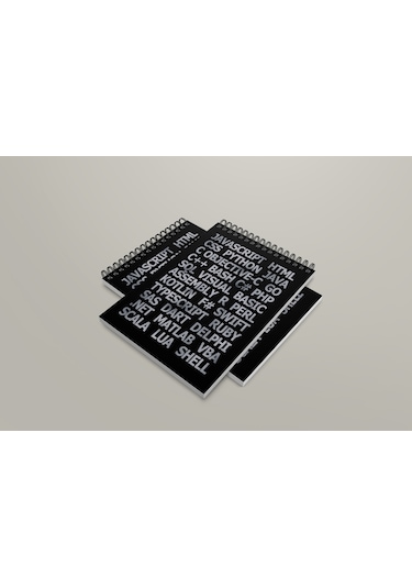 Notebook for Developers - Programming Languages - Siyah - Kısmi Lak'lı Yumuşak Kapak - 50 Yaprak - Kareli - Spiralli Bloknot