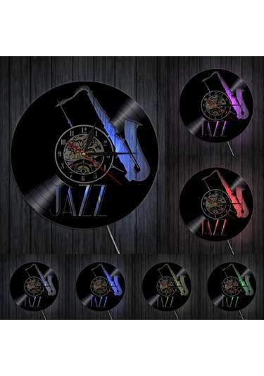 Primepickings Müzik Vinil Kayıt Duvar Saati - 7 Renk Seçenekleri İle Led Duvar Saati Ve Müzik Aleti - Unutulmaz Hediye A