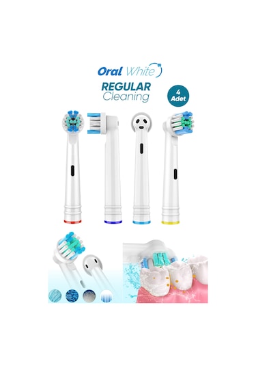 Oral White Regular Cleaning Oral-b Uyumlu 4 Adet Yedek Başlık
