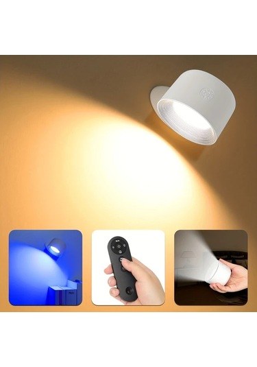 Willowhaven Magnetic Duvar Lambası Wood Color Dokunmatik Gece Lambası 360 Derece Döner Rgb Renk Değişir Uzaktan Kumandalı Beyaz