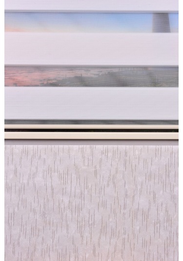 Ekru Pliseli Etek Dilimsiz İp Plise Zebra Stor Güneşlik Perde