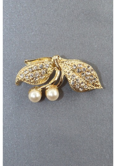 Gold Renk Fiyonk İnci Broş. Kristal Taşlı Tasarım İncili Fiyonk Yaka İğnesi Erkek Kadın Broş Gold