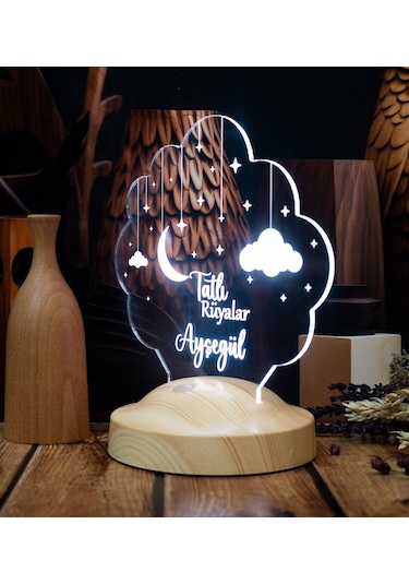 Ay Ve Yıldız Tasarımlı Gece Lambası, İyi Geceler Hediyesi Kişiye Özel Çocuk Odası Dekoru, İsimli Bebek Hediyesi Led Lamba