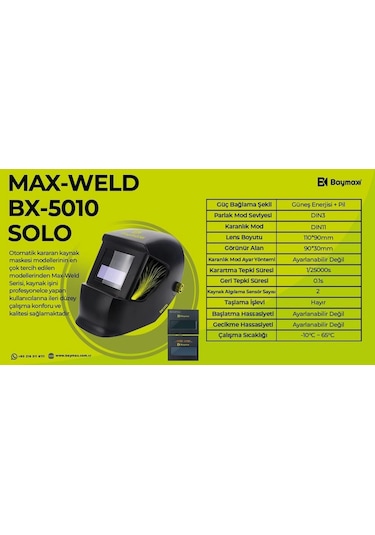Baymax Bx-5010 Kaynak Maskesi Solo - Ayarlı