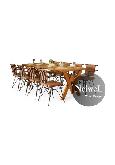 Neiwel Vera Doğal Ahşap Yemek Masası-100-200 Açık Ceviz