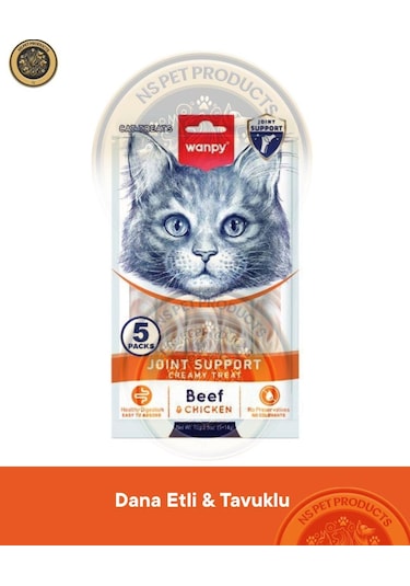 Wanpy Bone Support Sığır Eti-tavuk Kedi Krema Ödülü 5x14gr