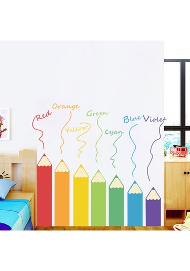 Yaozixia Kendin Yap Duvar Çıkartmaları Renkli Kalemler Şekilli Tema Erkek Çocuk Odası Duvar Çıkartmaları Çıkarılabilir Vinil Duvar Sanatı Dekoru Ev Anaokulu Kreş Dekorasyonları Çok Renkli
