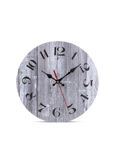 Suntek Banyo Dekorları Rustik Ahşap Modern Sessiz Duvar Saati Gri