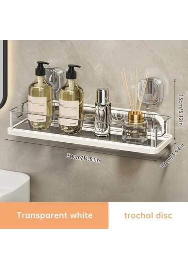 Willowhaven Musurjoy Delmeli Banyo Rafı Transparan Beyaz Duş Köşe Dolabı Şeffaf Beyaz