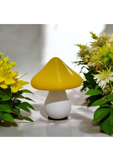 Led Mantar Gece Lambası Pilli, Renkli Ve Dekoratif Işık Sarı