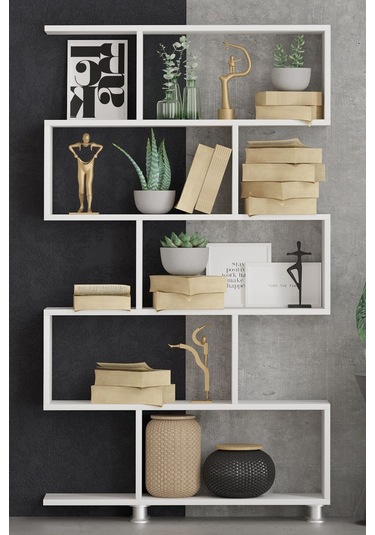 Decormet Nilüfer Kitaplık Beyaz Beyaz