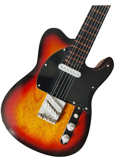 El Yapımı 1/4 Ölçek Minyatür Gitar Fender Telecaster Yellowburst