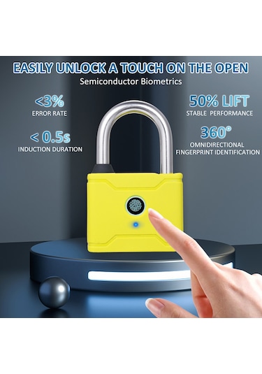 Hallow-t1006d Akıllı Parmak İzi Asma Kilit Şarj Edilebilir,sarı