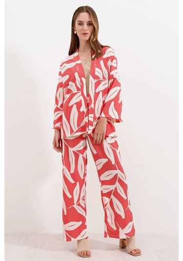 Gabria Desenli Kimono Takım Pudra