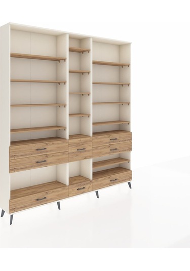 Arges Dolap 19 Raflı 8 Çekmeceli 220x30x243 Aytaşı-çam/çam Atlas Çam/atlas Çam