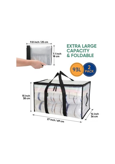 Youmex 2 Adet Taşıma Çantası - Büyük Kapasiteli, Su Geçirmez, Ev Ve Ofis Kullanıma Uygun, Yüksek Kaliteli Pp/pe Malzeme Şeffaf