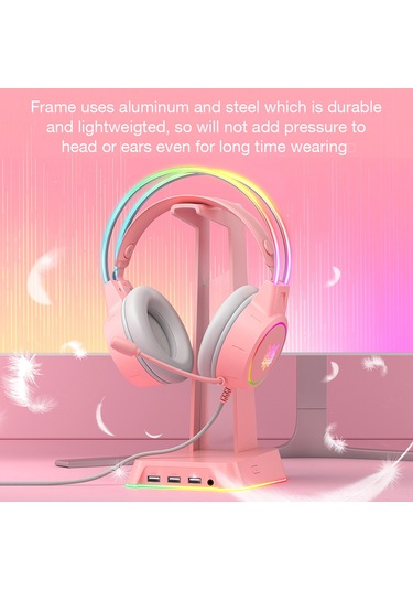 Jeemson Oyuncu Kulaklığı X15 Pro Pembe - 50mm Sürücü, Tüm Yönlü Mikrofon, 3.5mm + Usb Bağlantı