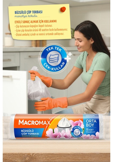 Büzgülü Manolya Çöp Torbası Orta Boy 15'li