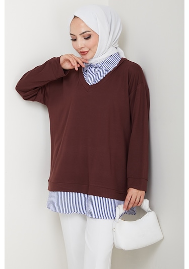 Gömlek Yaka Oysho Tunik 1612 - Acı Kahve Acı Kahverengi