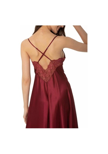 Pierre Cardin Kaplı Saten Gecelik 900 Bordo 001