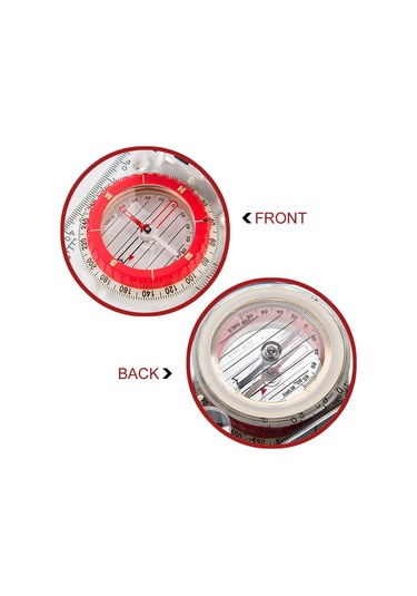 Led Işıklı Çok Fonksiyonlu Aydınlık Pusula Taşınabilir Su Geçirmez Pusula-siyah&şeffaf&kırmızı Siyah