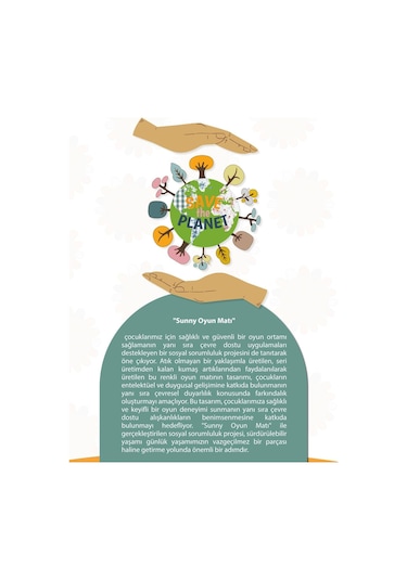 Mordesign Bebek/çocuk Oyun Halısı, Yenidoğan Emekleme Pedi, Aktivite Matı, Çok Amaçlı Minder, Sunny Serisi 125 X 125 Turuncu