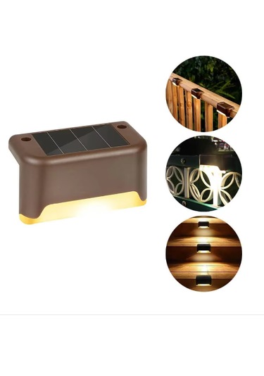 4lü Set Güneş Enerjili Led Su Geçirmez Modern Solar Panel Işık Kahverengi