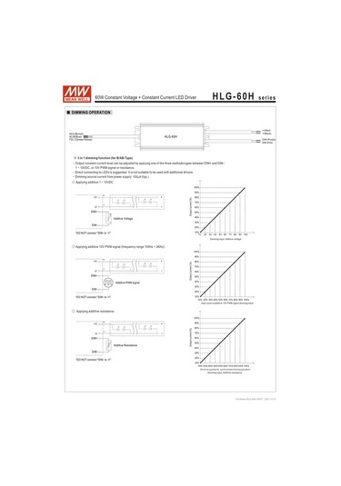 Meanwell Hlg-60h-24b -60w 1-10vdc 3in1 Dım Ip67 Led Sürücü Driver
