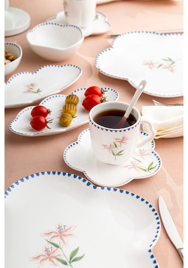 Emsan Lilium Porselen 32 Parça 6 Kişilik Kahvaltı / Servis Takımı Beyaz