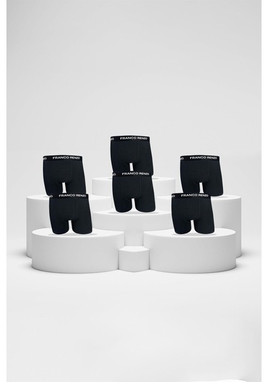 Franco Renzo Erkek 6'lı Lüx Kutulu Pamuklu Ve Likralı Boxer Siyah